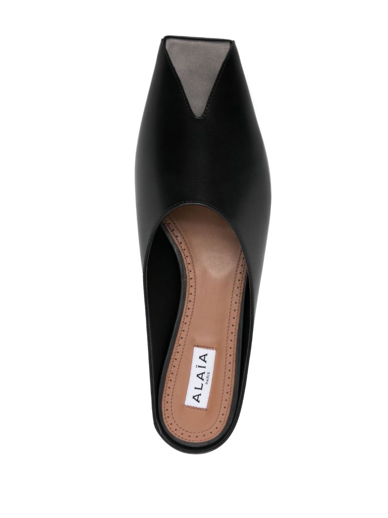 Black Spike Leather Slippers