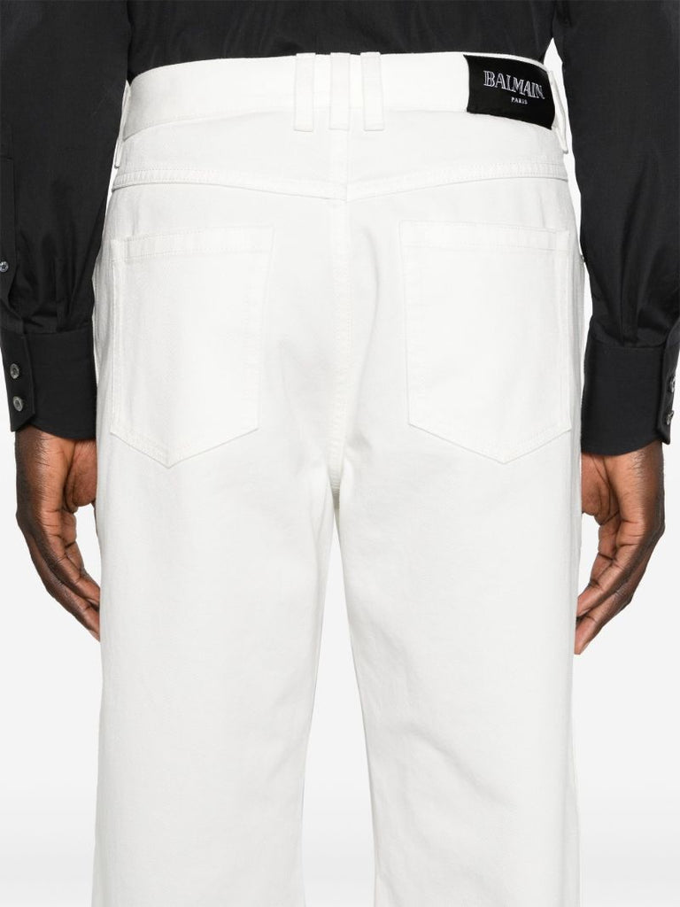 White Mid-rise Straight-leg Jeans