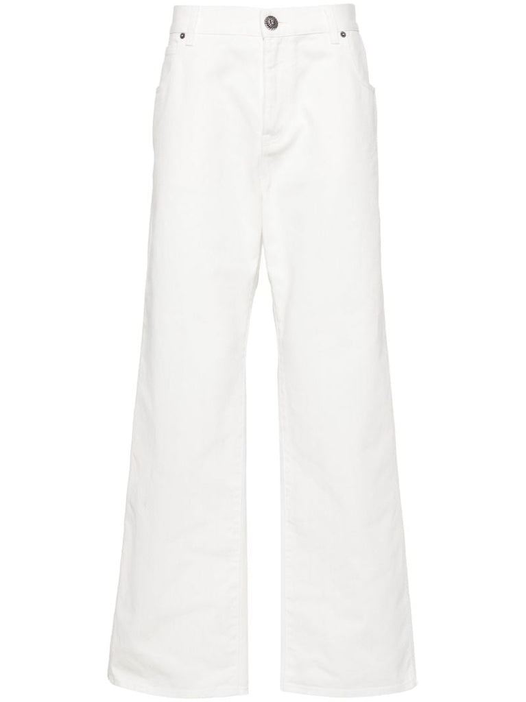 White Mid-rise Straight-leg Jeans