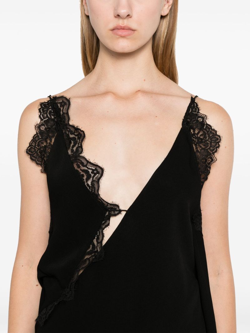 Lace-trim Silk Top