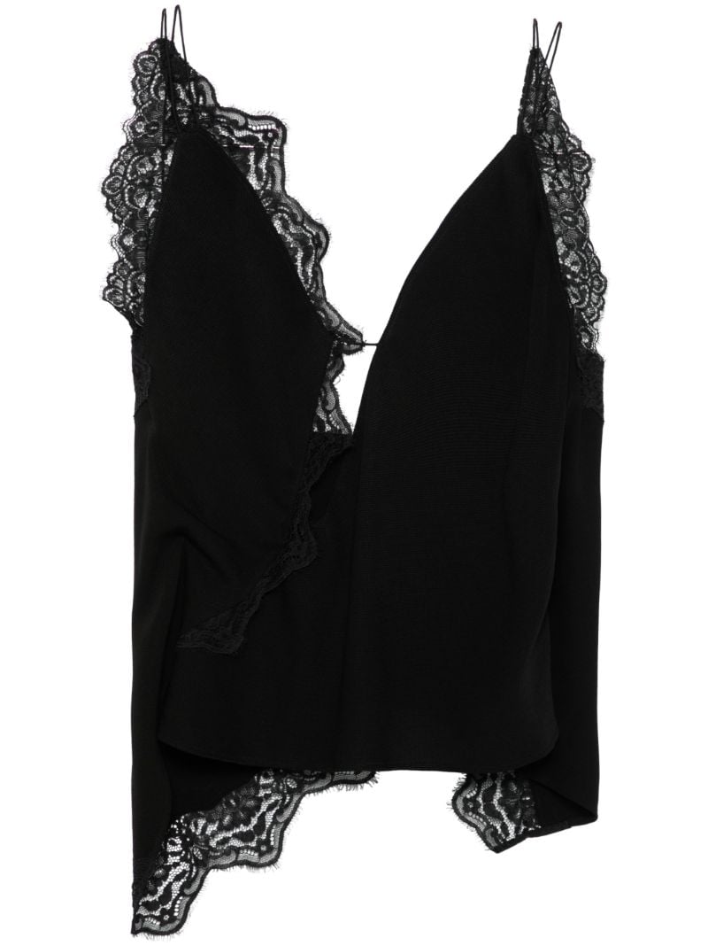 Lace-trim Silk Top