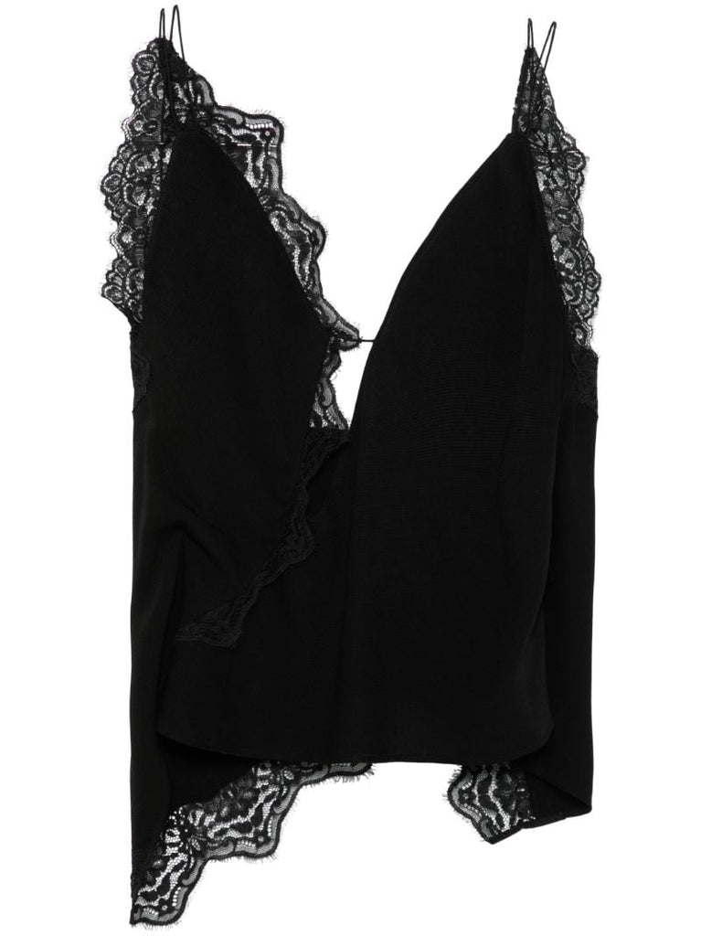 Lace-trim Silk Top