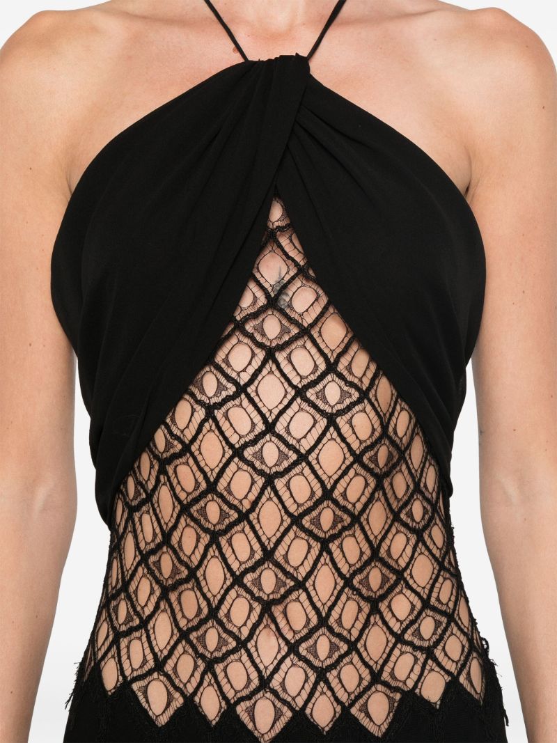 Fluted Silk Column Dress