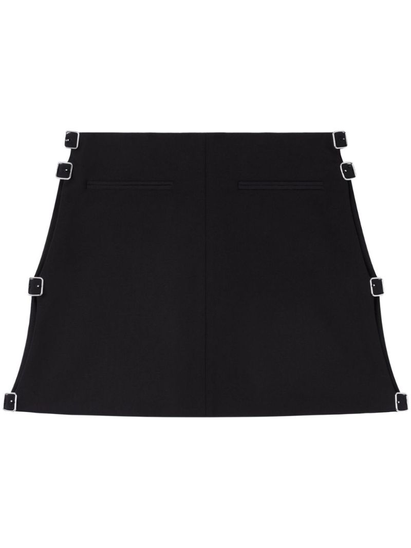 Black Buckled Wool Mini Skirt
