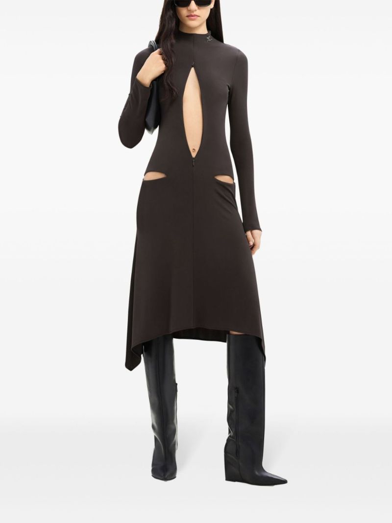 Brown Cut-out Midi Dress