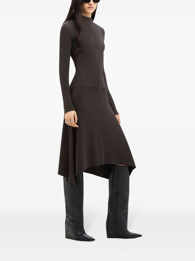 Brown Cut-out Midi Dress