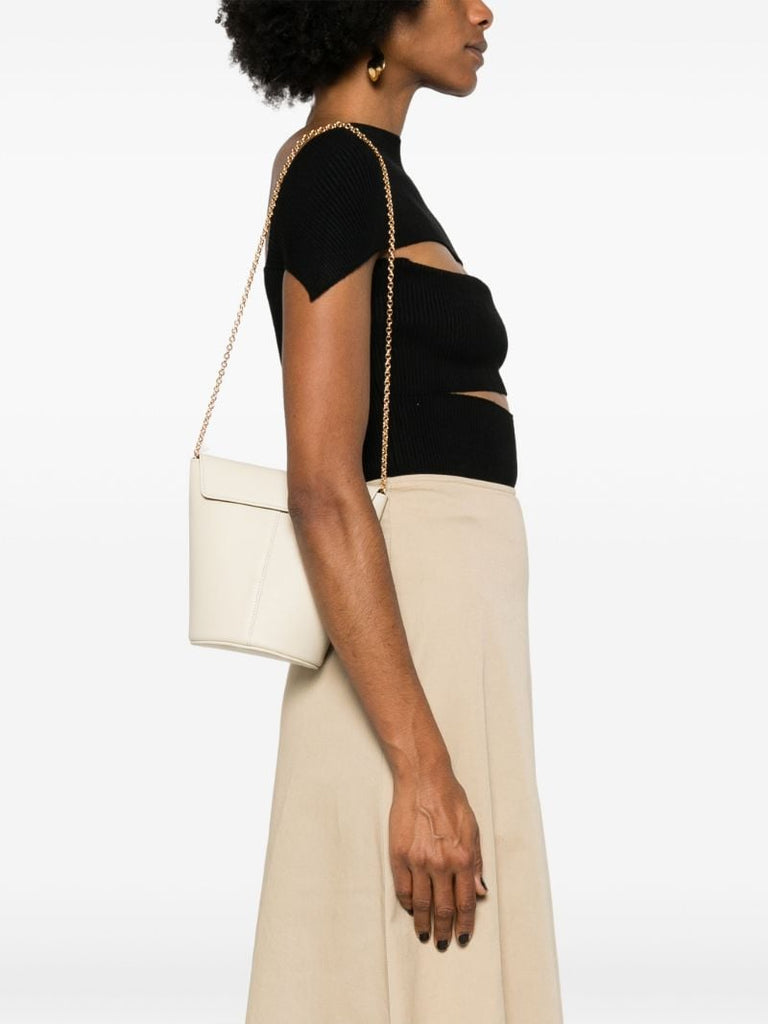 White Olive Leather Bucket Bag