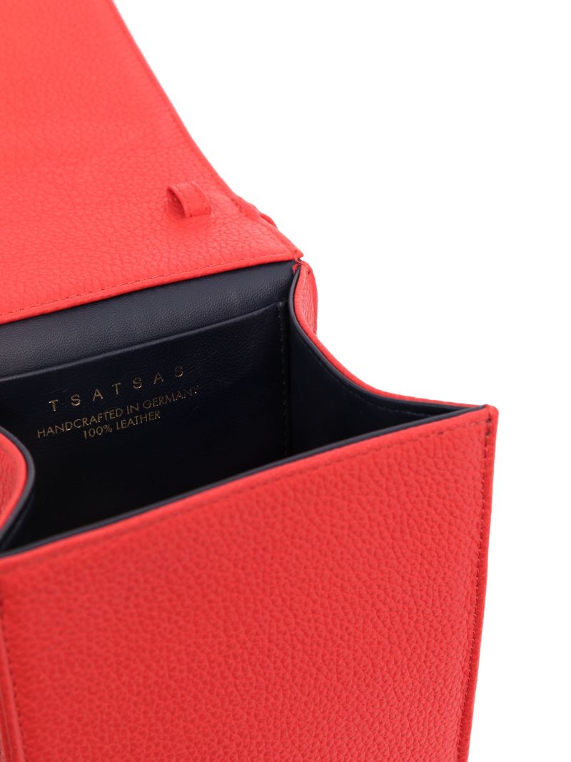 Red Malva Leather Tote Bag