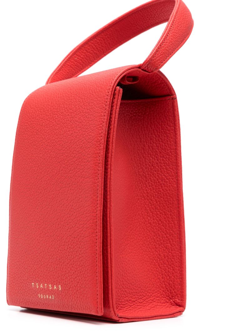 Red Malva Leather Tote Bag