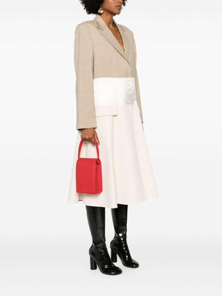 Red Malva Leather Tote Bag