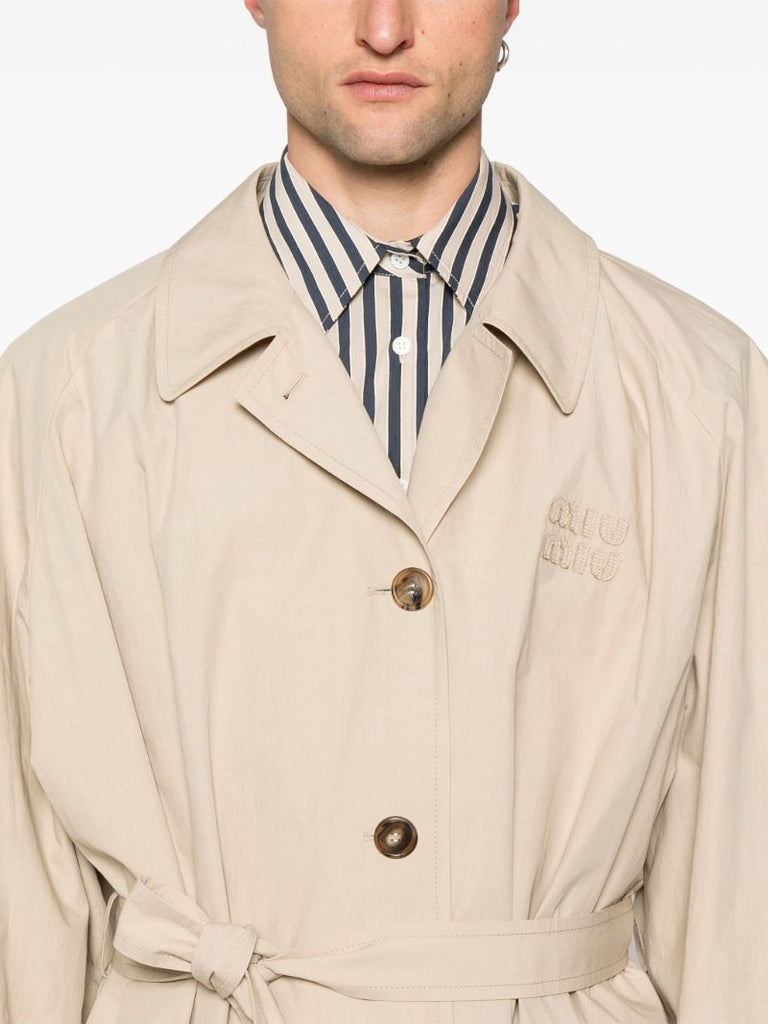 Neutral Cotton Trench Coat