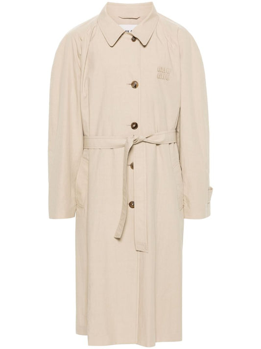 Neutral Cotton Trench Coat