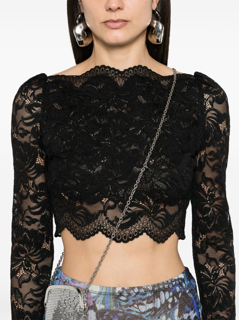 Black Lace Crop Blouse