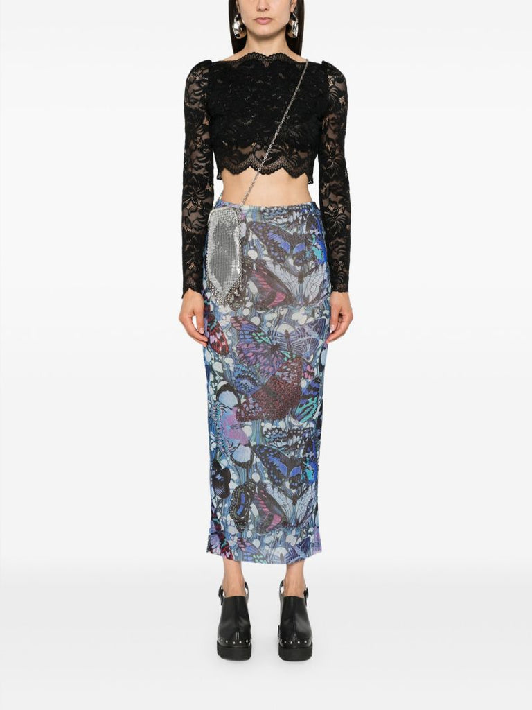Black Lace Crop Blouse