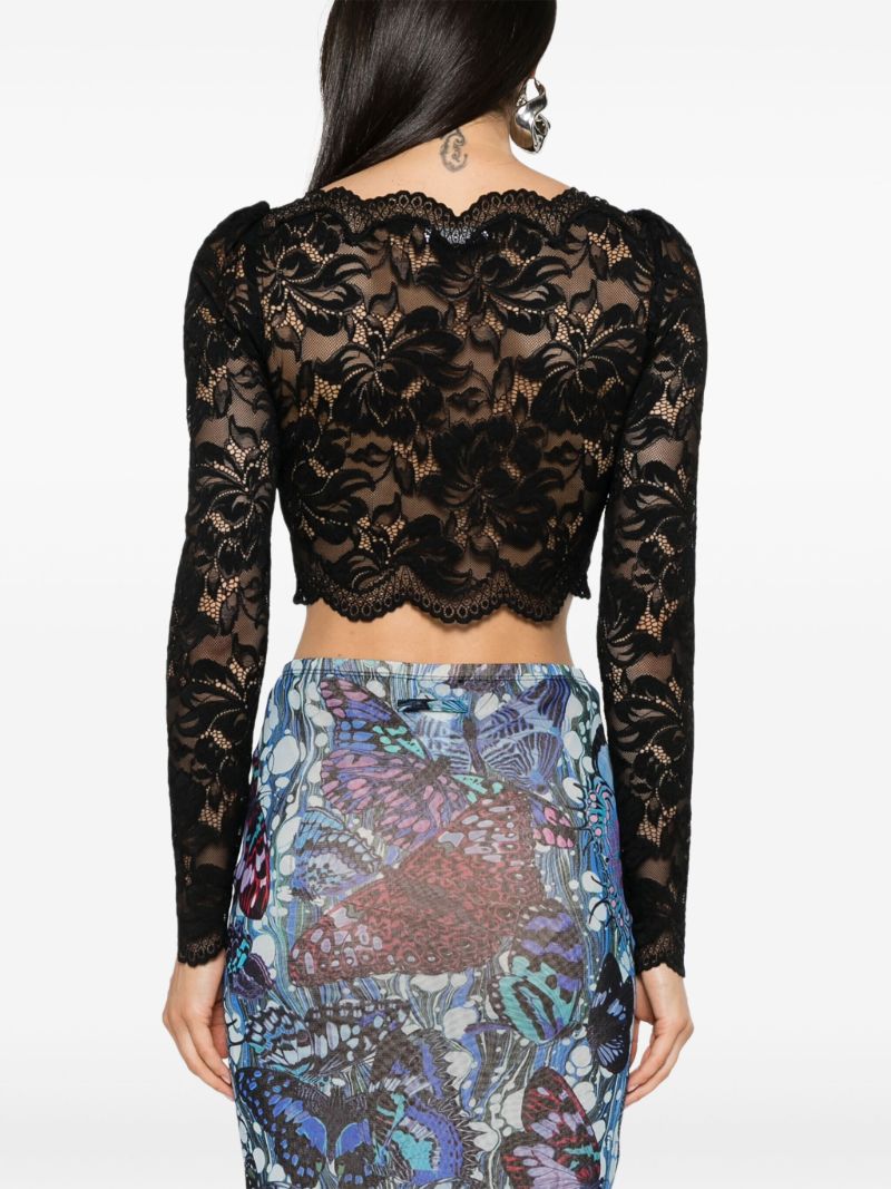 Black Lace Crop Blouse