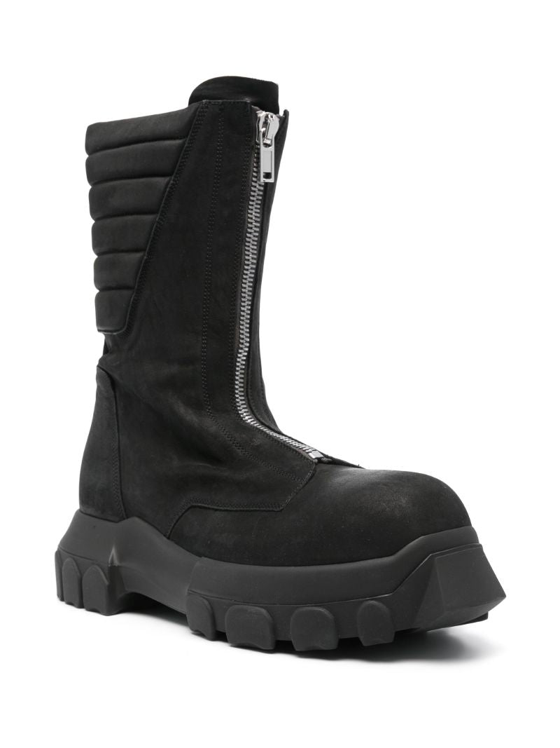 Black Padded Leather Boots