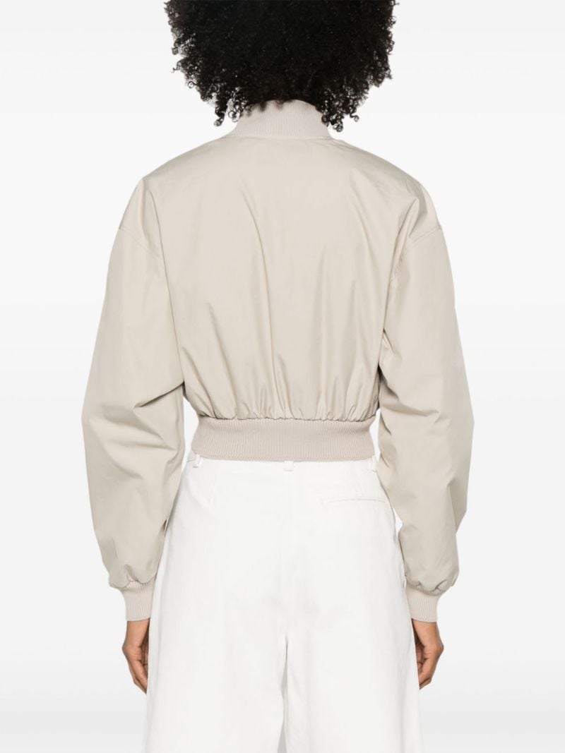 Neutral Cropped Bomber Jacket