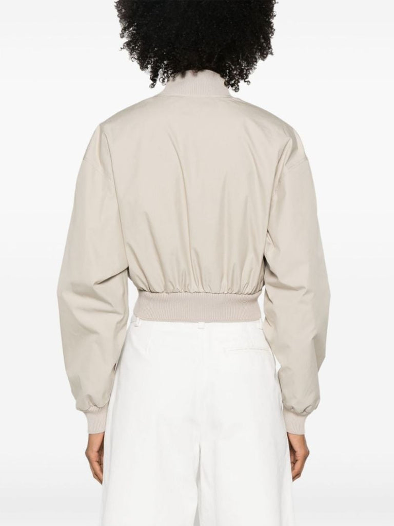 Neutral Cropped Bomber Jacket
