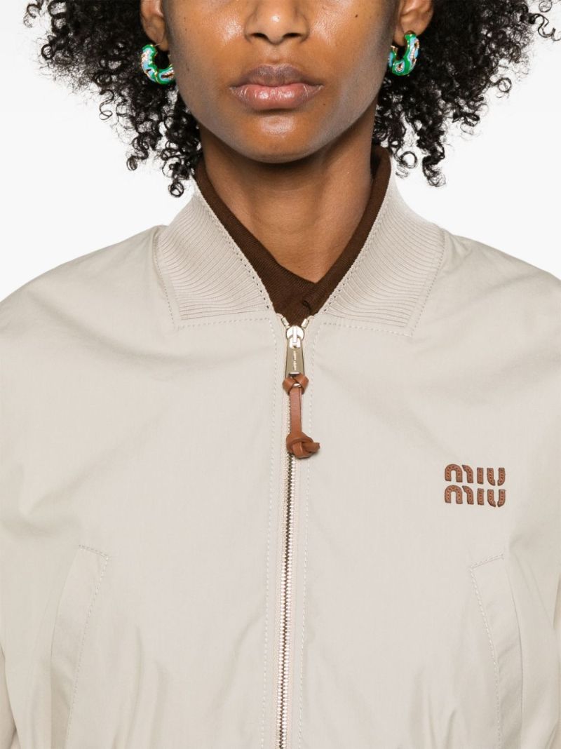 Neutral Cropped Bomber Jacket