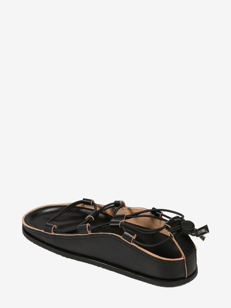 Black Fussbett Spartan Leather Sandals