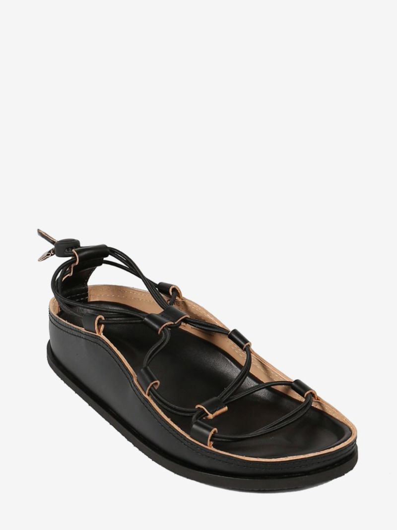 Black Fussbett Spartan Leather Sandals