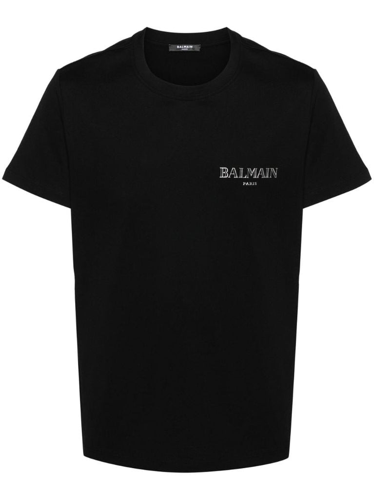 Black Vintage Rubber-logo T-shirt