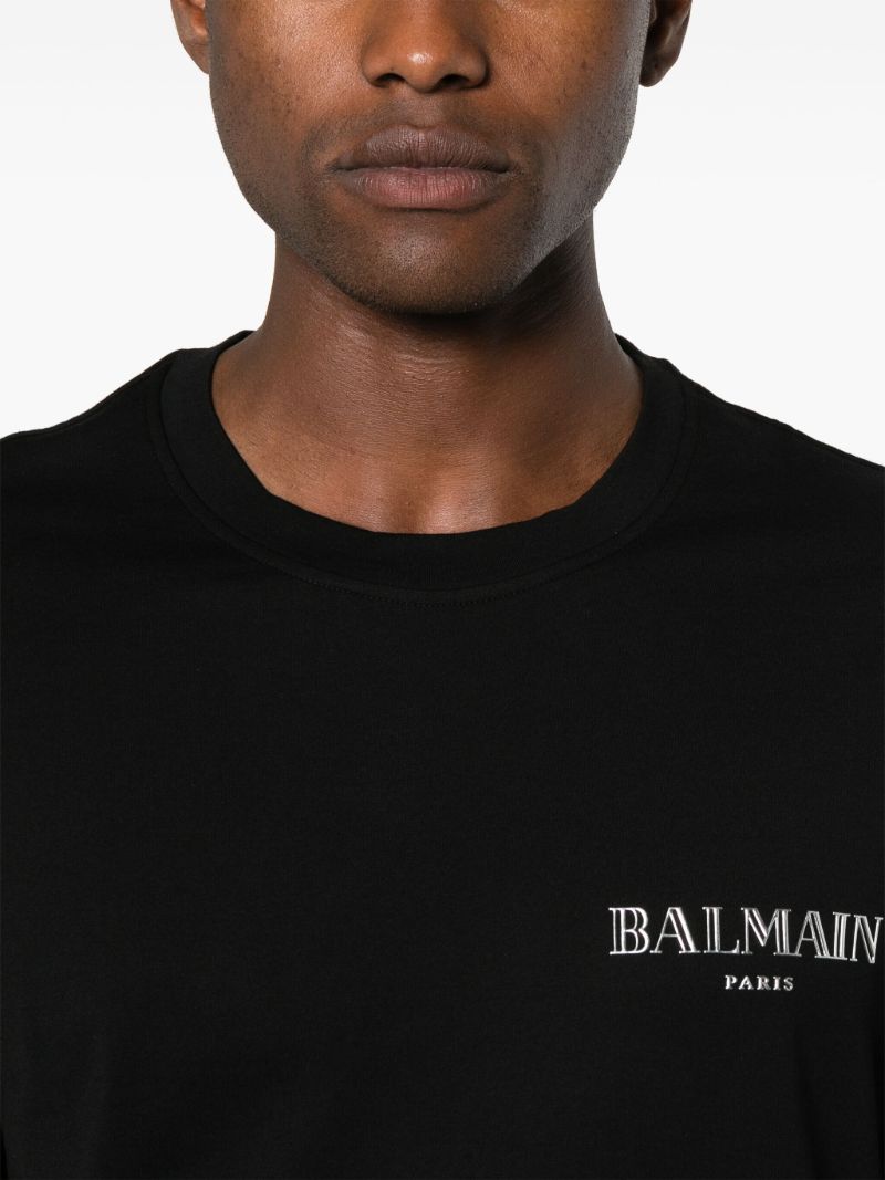 Black Vintage Rubber-logo T-shirt