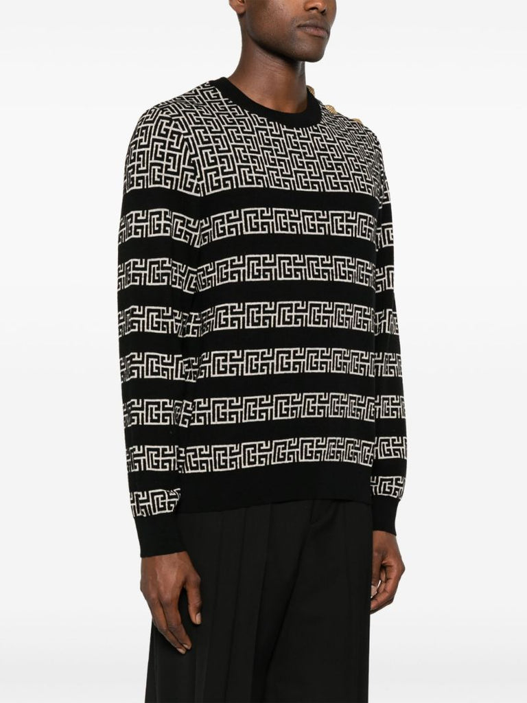 Black and White Striped Pb Labyrinth Sweater