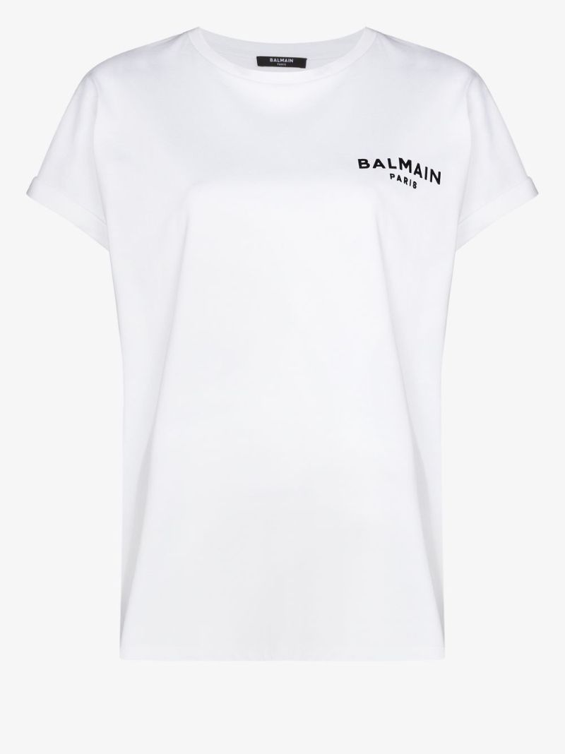 White Logo Print Cotton T-shirt