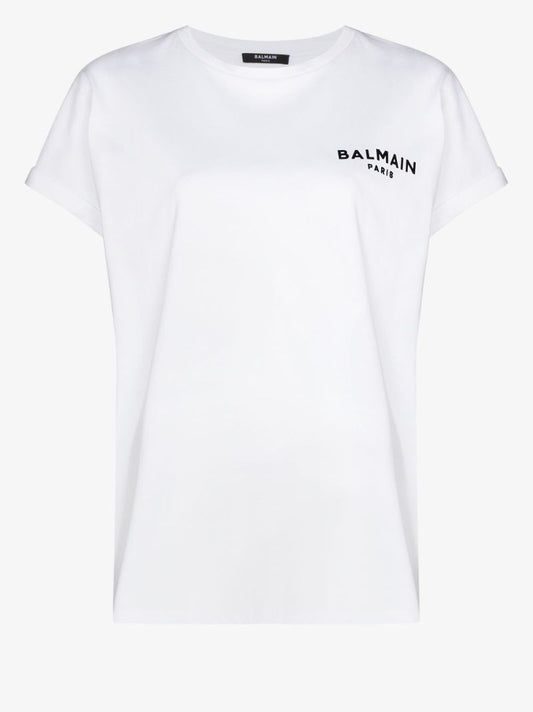 White Logo Print Cotton T-shirt