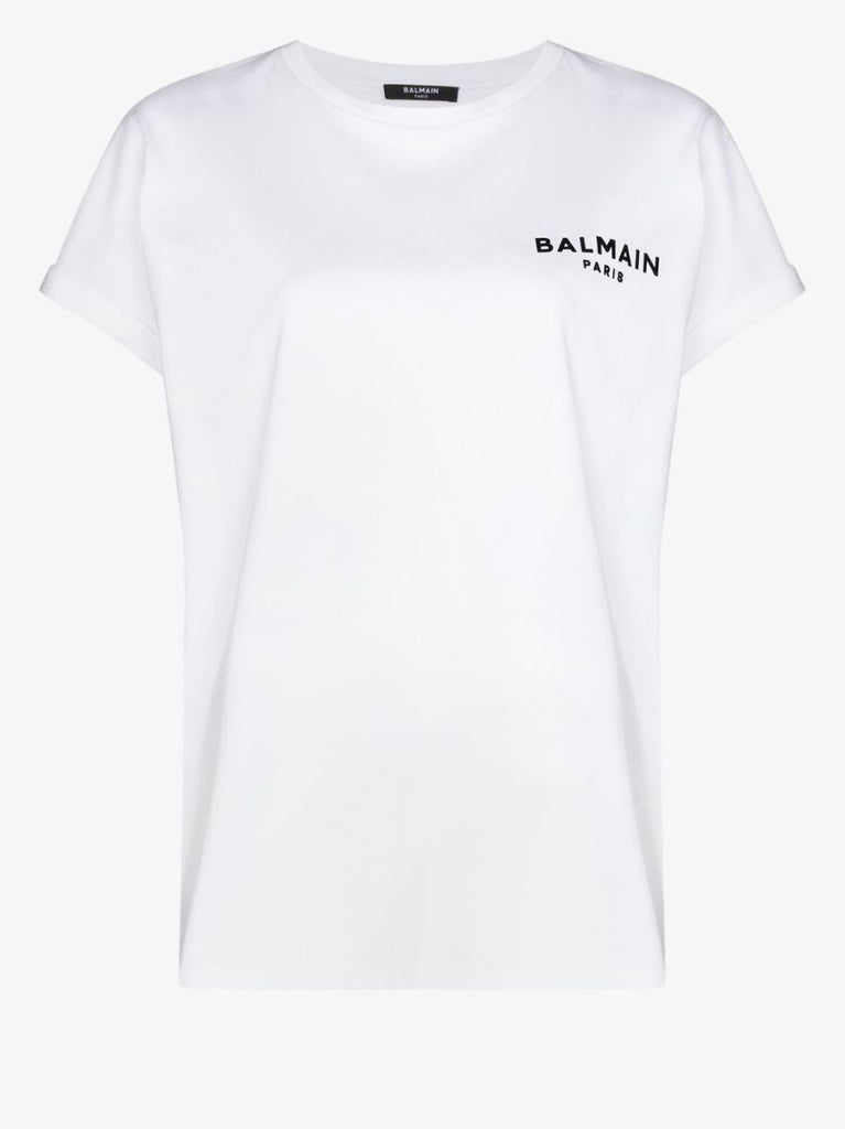 White Logo Print Cotton T-shirt