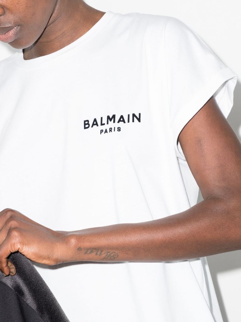White Logo Print Cotton T-shirt