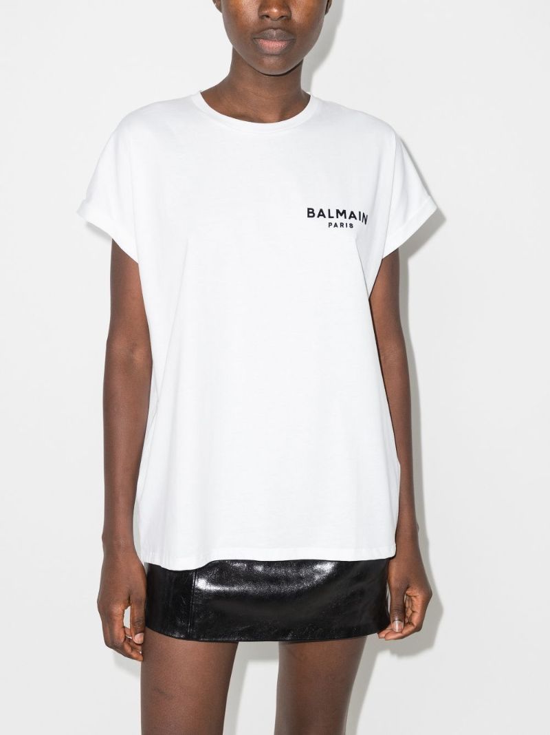 White Logo Print Cotton T-shirt
