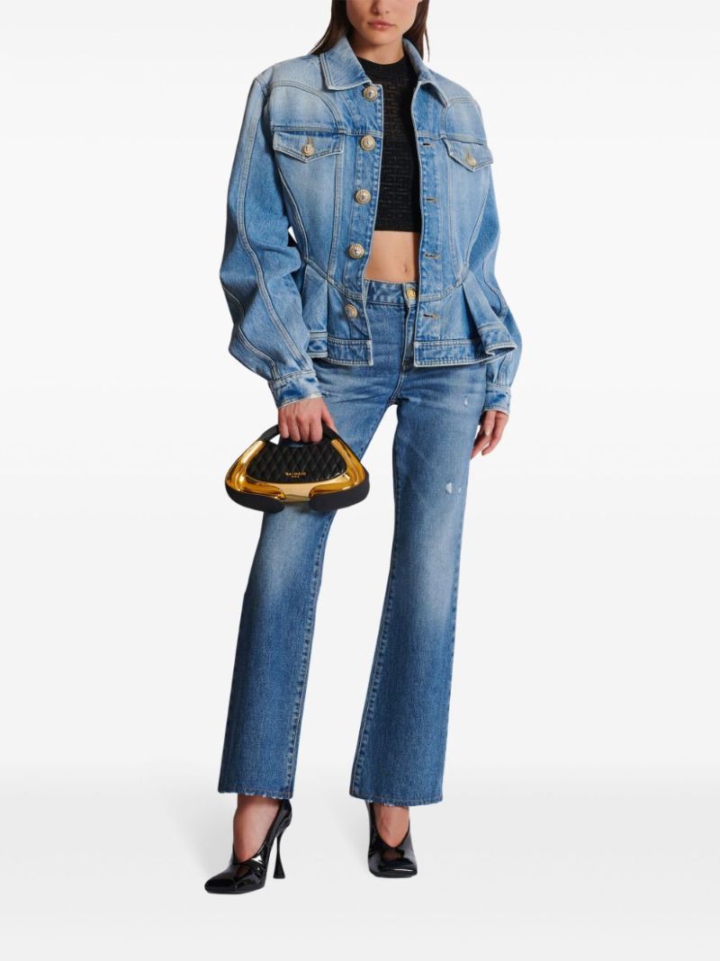 Blue Pleated Denim Jacket