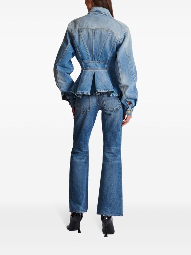Blue Pleated Denim Jacket