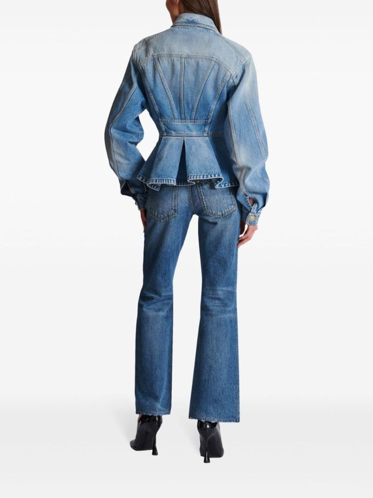 Blue Pleated Denim Jacket