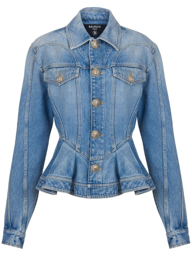 Blue Pleated Denim Jacket