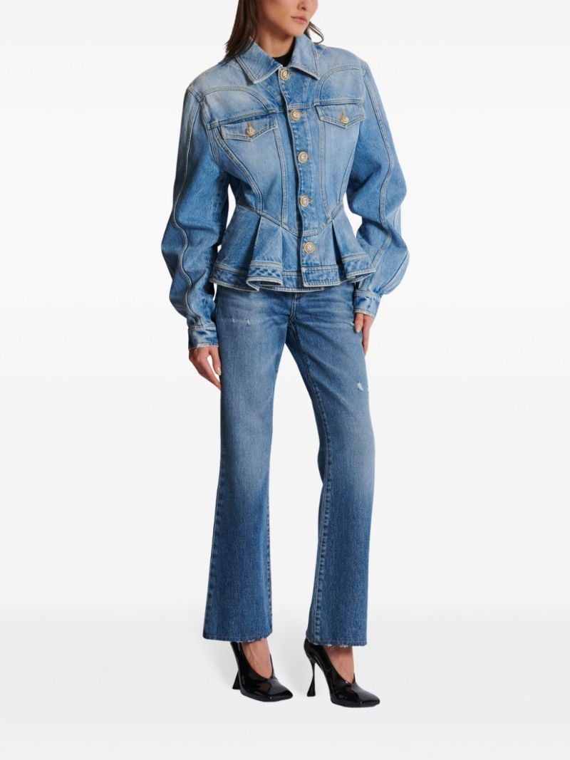 Blue Pleated Denim Jacket