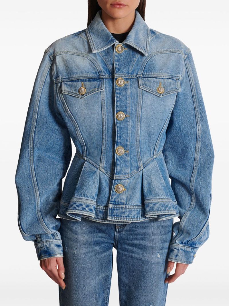 Blue Pleated Denim Jacket