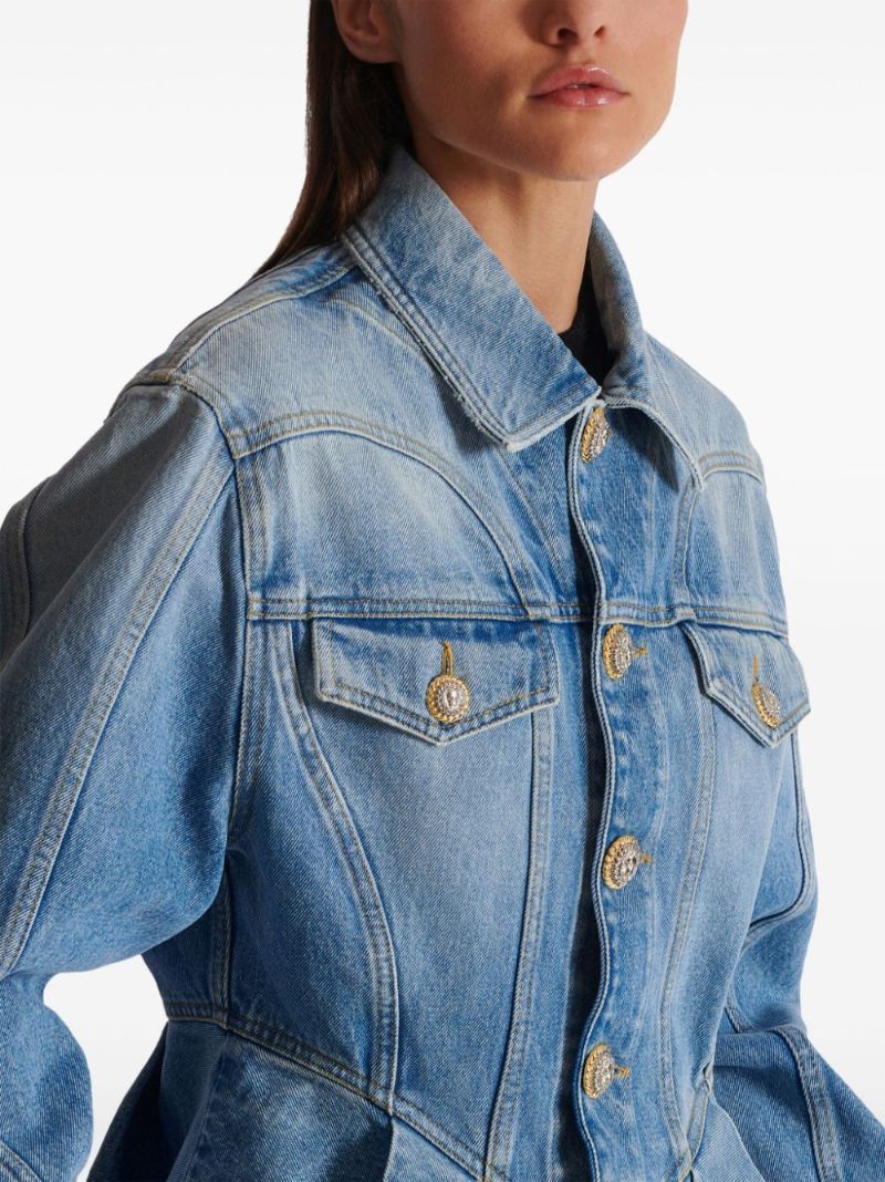 Blue Pleated Denim Jacket