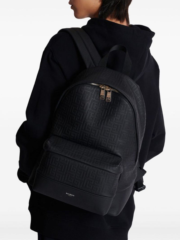 Black Pb Labyrinth Leather Backpack