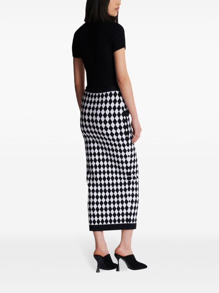 Black and White Diamond-jacquard Skirt