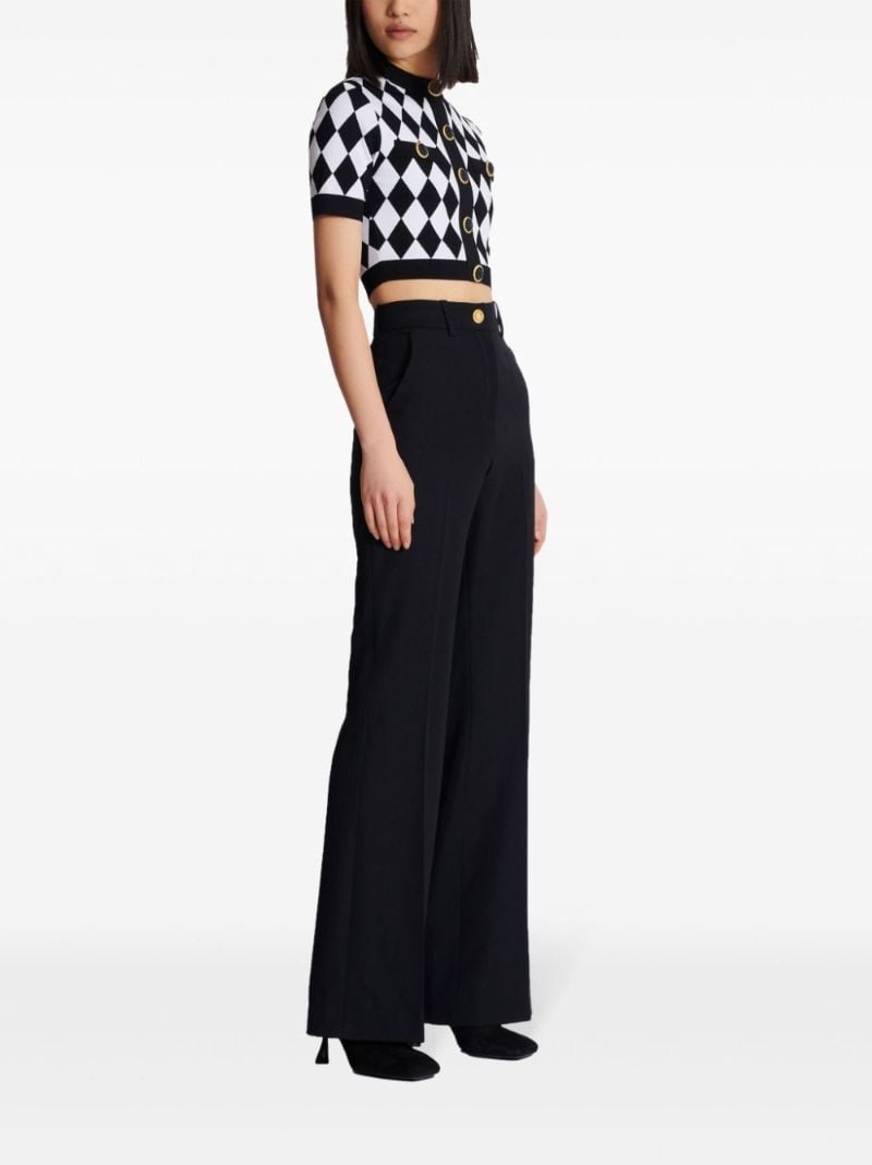 Black and White Diamond Jacquard Knitted Top
