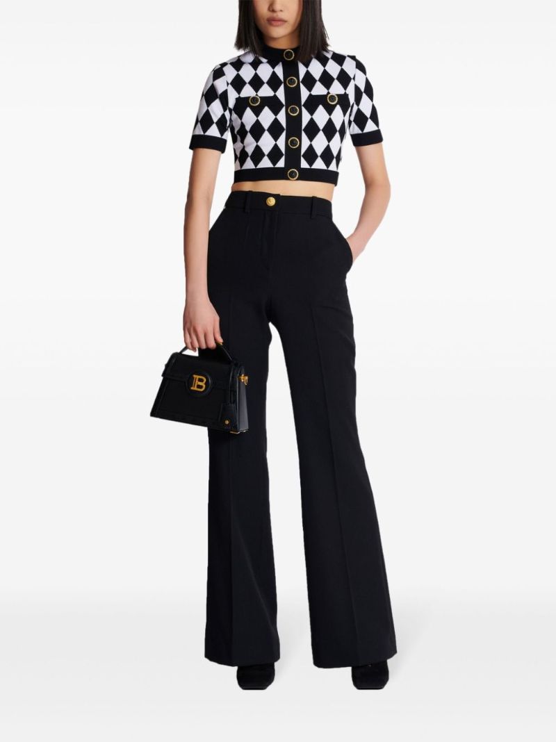 Black and White Diamond Jacquard Knitted Top