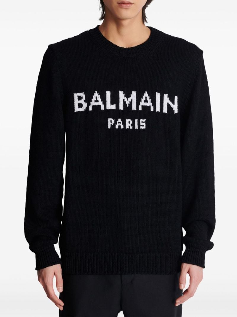 Black Logo-intarsia Wool Sweater