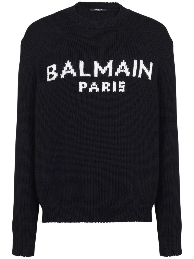Black Logo-intarsia Wool Sweater
