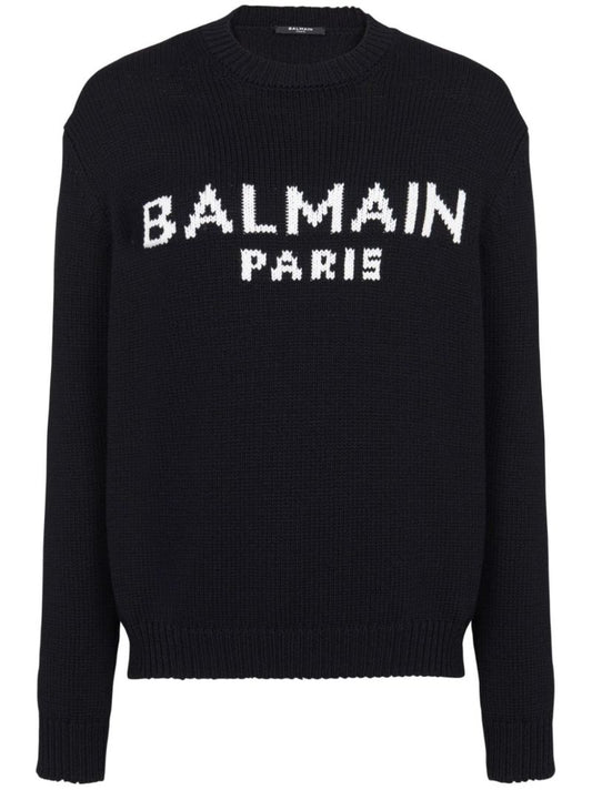 Black Logo-intarsia Wool Sweater
