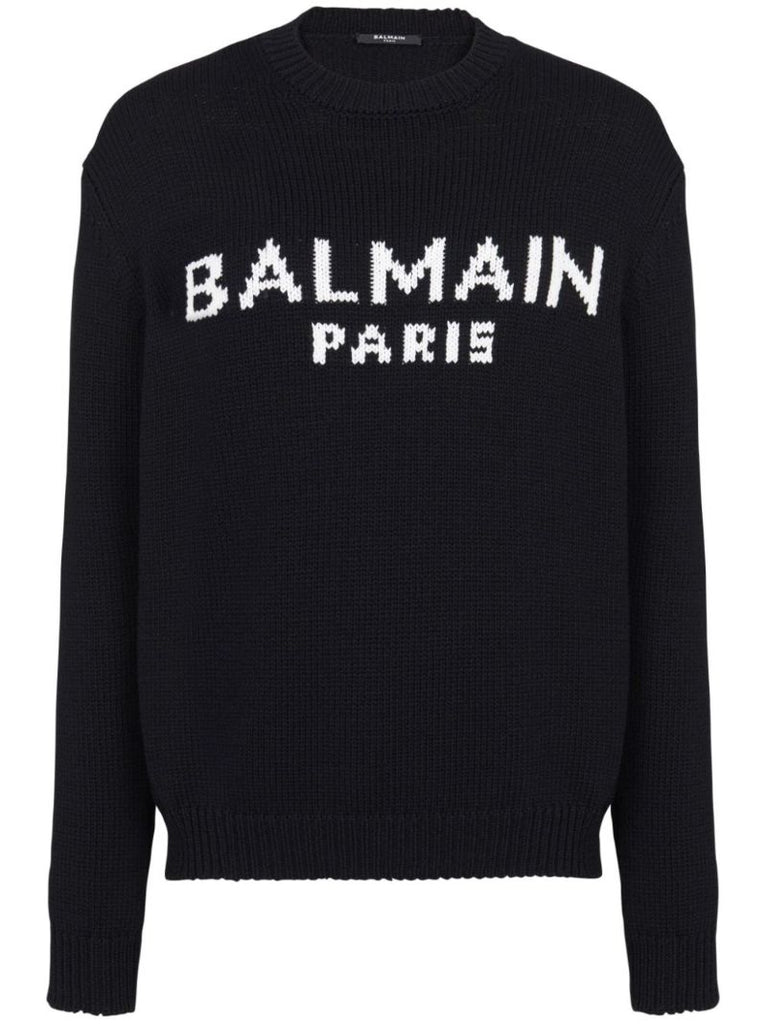 Black Logo-intarsia Wool Sweater