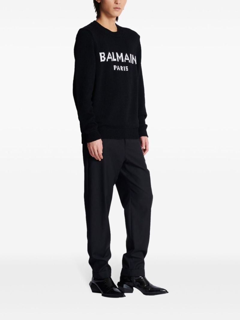 Black Logo-intarsia Wool Sweater