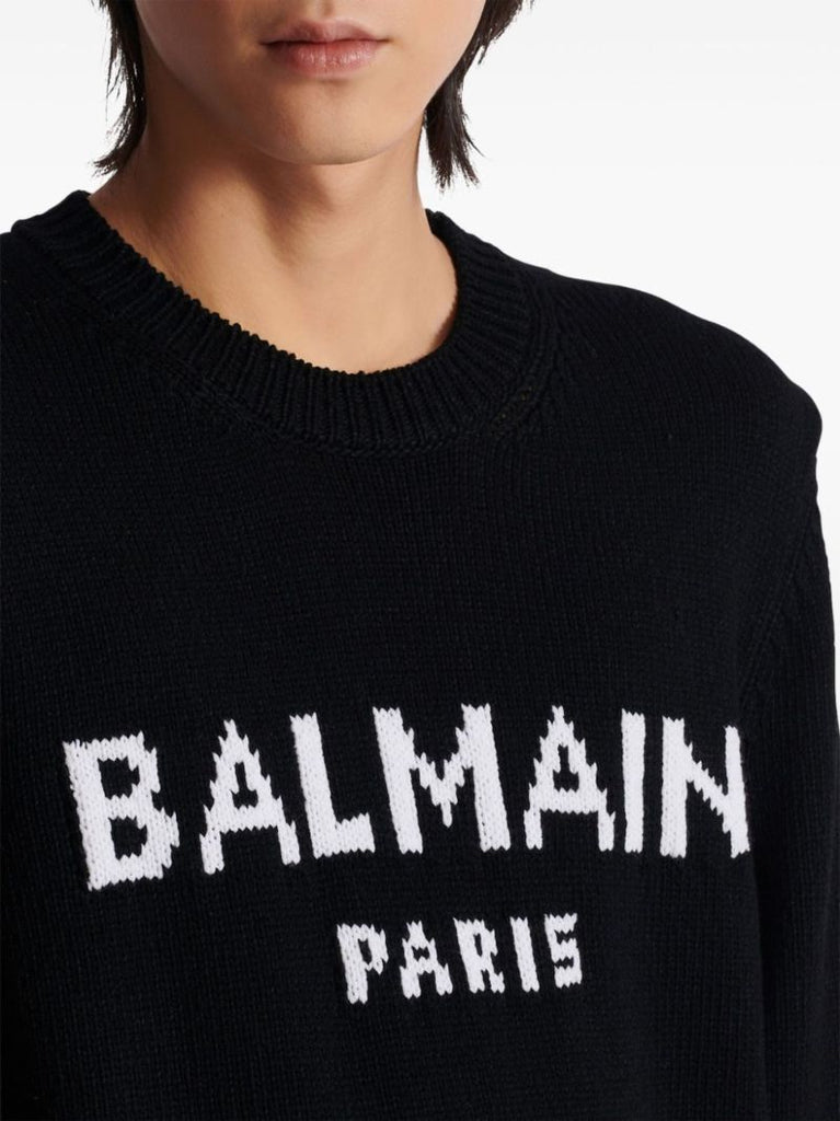 Black Logo-intarsia Wool Sweater